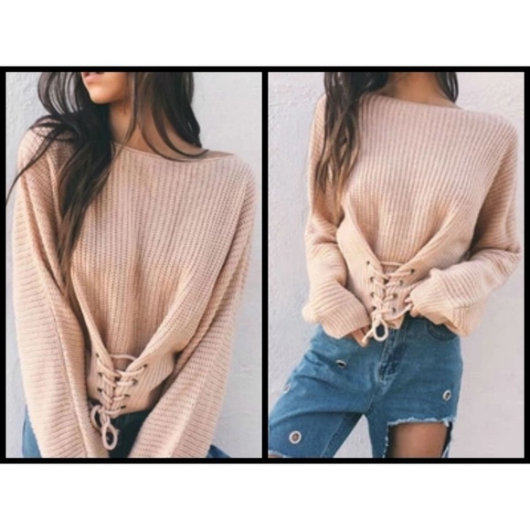 💕LF SEEK THE LABEL Chunky Corset Lace Up Sweater - Picture 3 of 8